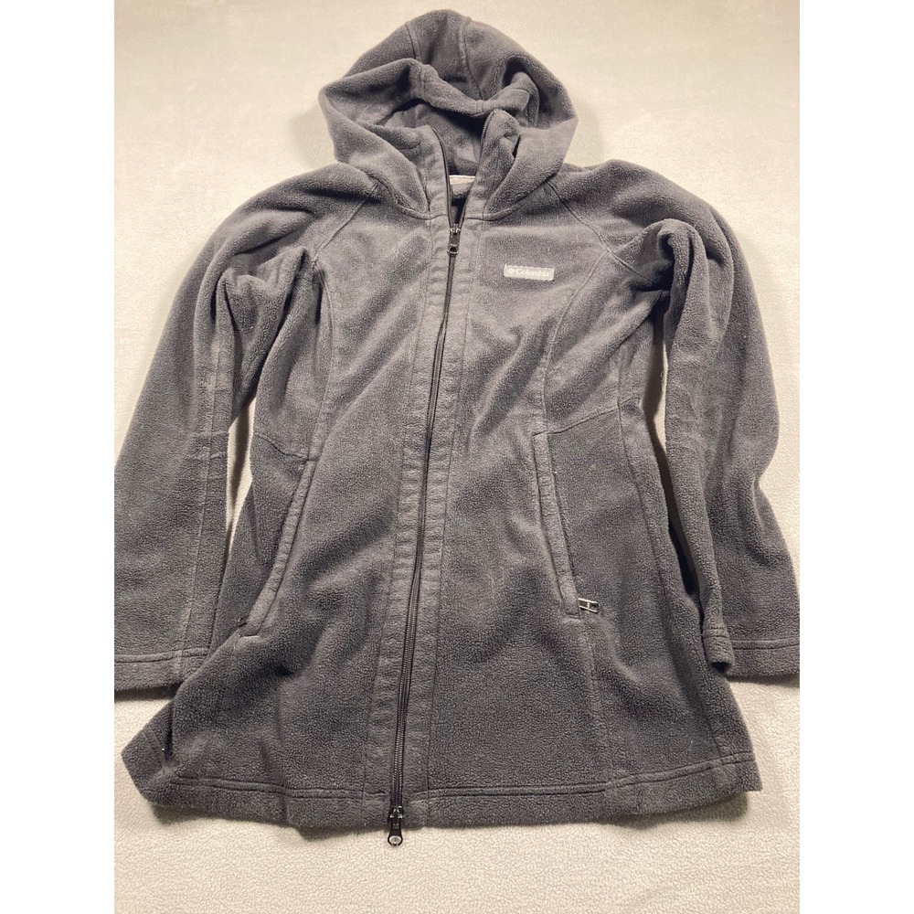 Columbia Hoodie Womens Small Gray Solid Full Zip Fleece Jacket